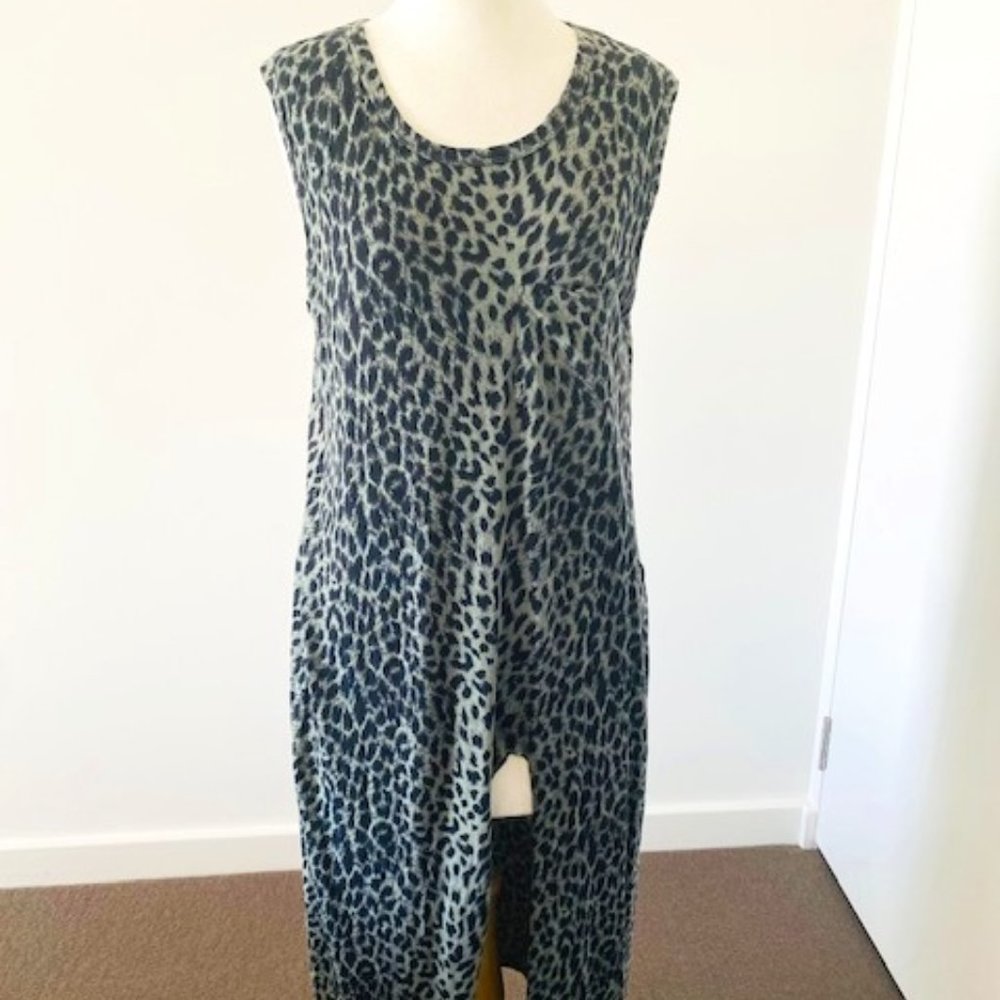 ZIMMERMAN LEOPARD PRINT LINEN BLEND MAXI DRESS - SIZE 1 - SPLIT AT FRONT - Picture 1 of 8